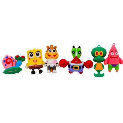Pingentes personagens bob esponja em pvc com 12 peças - - Nenhum fabricante - Imagem de Pingentes personagens bob esponja em pvc com 12 peças