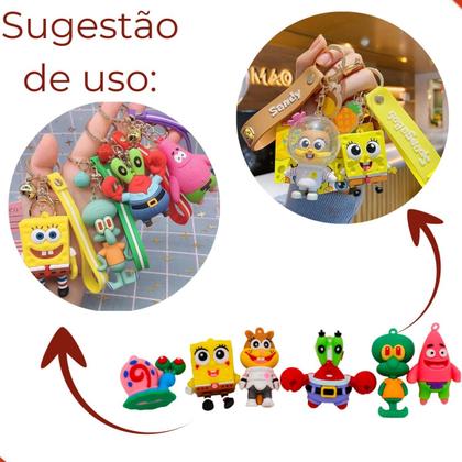 Pingentes personagens bob esponja em pvc com 12 peças - - Nenhum fabricante - Imagem de Pingentes personagens bob esponja em pvc com 12 peças