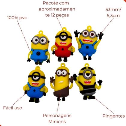 Imagem de Pingentes personagens minions em pvc com 12 peças