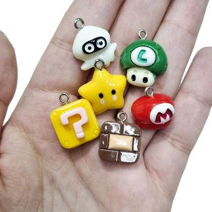 Imagem de Pingentes Super mario micangas para bijuterias pulseiras infantil 20 unidades