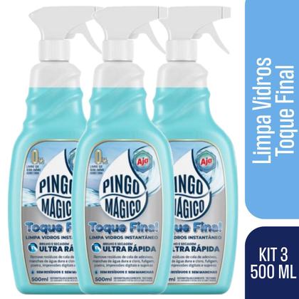 Imagem de Pingo Mágico Limpa Vidros Secagem Ultra Rápida - Kit 3 un