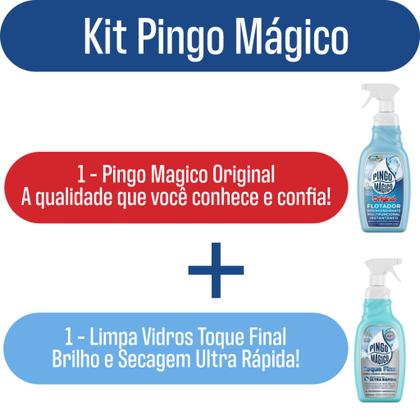 Imagem de Pingo Magico Original 1L + Pingo Magico Limpa Vidros Toque Final 500ML - Secagem Ultra Rápido