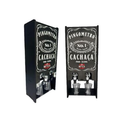Imagem de Pingômetro Duplo Decorativo em MDF Pinga Cachaça Vodka Whisky Jack Boteco com Duas Torneira
