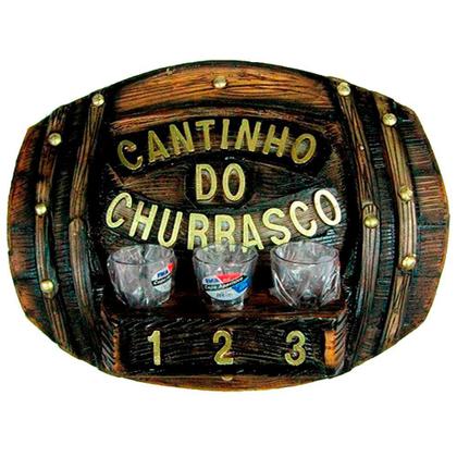 Imagem de Pingometro Placa Barril Deitado Cantinho Churrasco 3 Copos