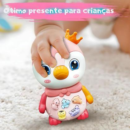 Imagem de Pinguim Interativo Brinquedo Infantil Sons e Luz Divertido Rosa Castela