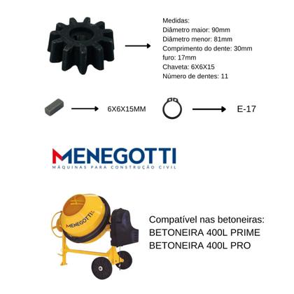 Imagem de Pinhão Pião Chaveta Anel E-17  P/ Betoneiras 400l Prime Pro