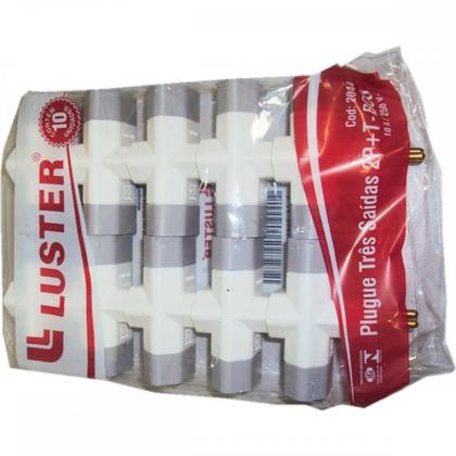 Imagem de Pino 3 Saidas 2 Polos+Terra Luster Branco 2044 - Kit C/10