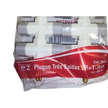 Imagem de Pino 3 Saidas 2 Polos+Terra Luster Branco 2044 - Kit C/10
