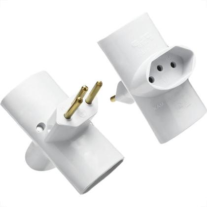 Imagem de Pino 3 Saidas Flp 2 Polos+Terra 10A. Branco - Kit C/10 Pecas