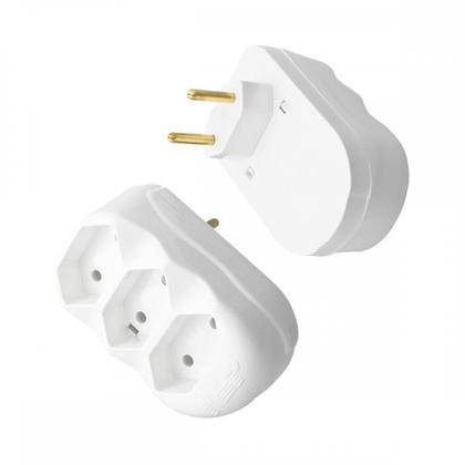 Imagem de Pino 3 Saidas Flp Reto 2 Polos 10A. Branco ./ Kit Com 10 Peças