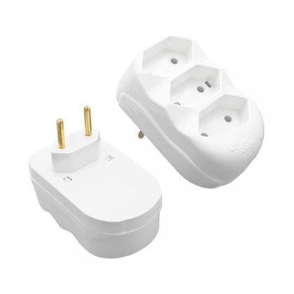 Imagem de Pino 3 Saidas Flp Reto 2 Polos 10A. Branco ./ Kit Com 10 Peças