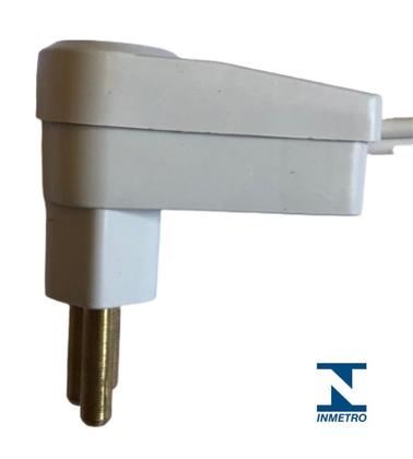 Imagem de Pino de Tomada 10a Macho Maciço 90 Graus 3 Pinos Fino Prensa Cabo 2P+T Branco