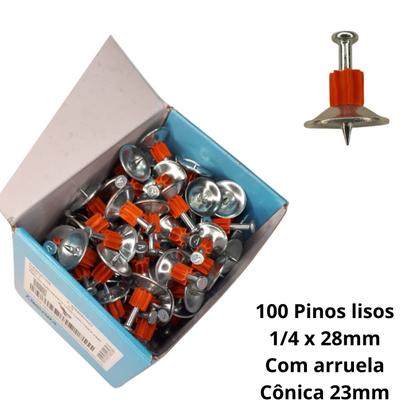 Imagem de Pino liso de ação indireta com arruela cônica 23mm 100 Pçs