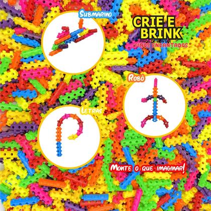 Imagem de Pinos Coloridos Encantados Para Montar Brinquedo Educativo Saco Com 500 Peças Crie e Brink