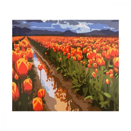 Imagem de Pintura Numerada Arte Terapia 40X50cm Campo de Tulipas