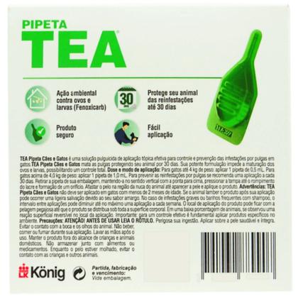 Imagem de Pipeta Tea 0,5 ml Antiparasitário Contra Pulgas P/ Gatos de até 4 Kg C/ 3 unid. Kit C/ 2 Cxs