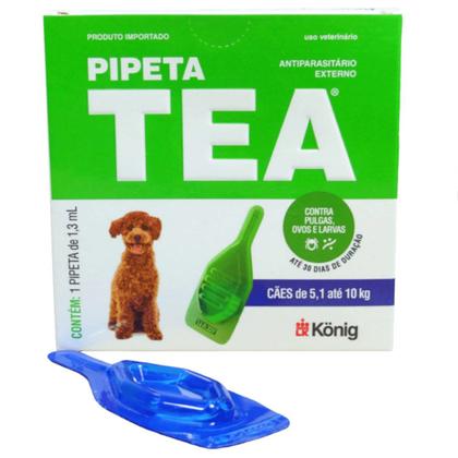 Imagem de Pipeta Tea 1,3 ml Antiparasitário Contra Pulgas para Cães de 5,1 até 10 Kg - König Kit Com 3