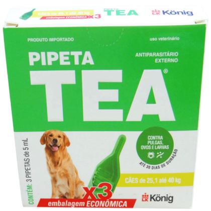 Imagem de Pipeta Tea 5 ml Antiparasitário Contra Pulgas P/ Cães de 25,1 até 40 Kg C/ 3 unid. Kit C/ 5 Cxs