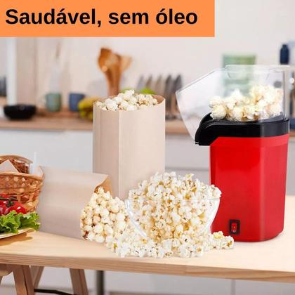 Imagem de Pipoca Caseira Saudável e Deliciosa: Máquina Eletrica Mini 1200w Vermelha