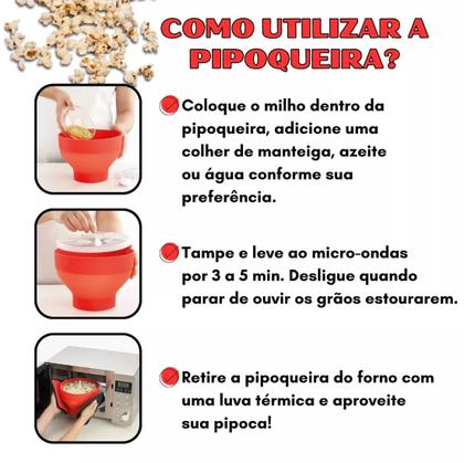 Imagem de Pipoqueira De Microondas Em Silicone Retrátil Balde Pipoca