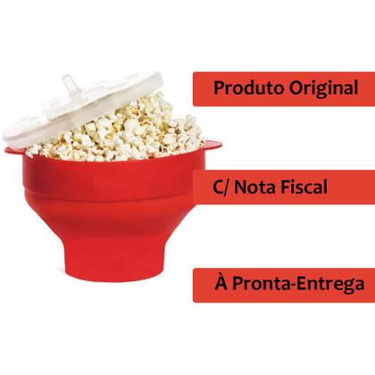 Imagem de Pipoqueira De Silicone Para Micro-ondas C/ Tampa Balde De Pipoca Dobrável e Antiaderente Sem Óleo
