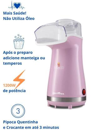 Imagem de Pipoqueira Elétrica Britânia Poplite Inox Rosa 1200w 127v