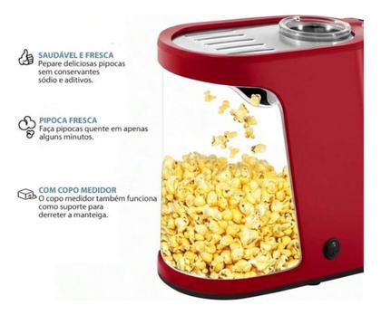 Imagem de Pipoqueira Elétrica Pipoca Sem Óleo Ar Quente Preparo Rápido