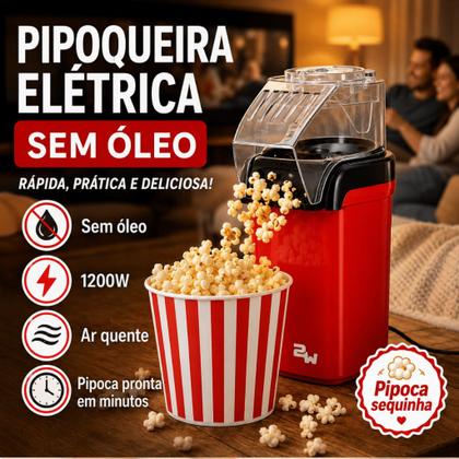 Imagem de Pipoqueira Elétrica Sem Óleo 1200W 110V Ar Quente Com Medidor Vermelha