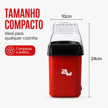 Imagem de Pipoqueira Elétrica Sem Óleo 1200W 110V Ar Quente Com Medidor Vermelha