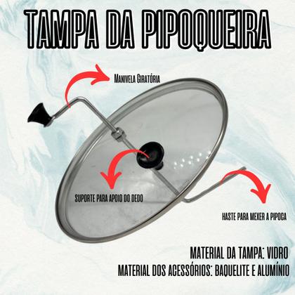 Imagem de Pipoqueira N20 Vermelho Alumínio com Tampa de Vidro 4 Litros