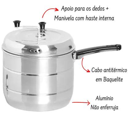 Imagem de Pipoqueira Panela Alumínio Grande 4,8 Litros Polida 
