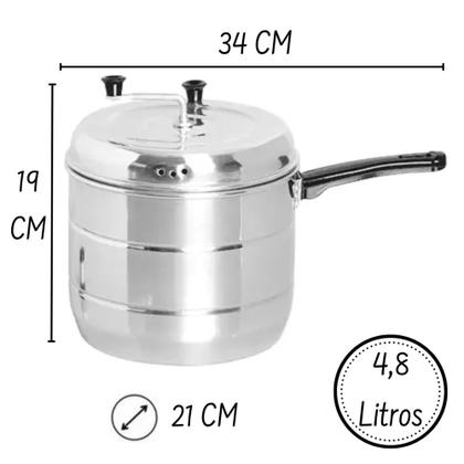 Imagem de Pipoqueira Panela Alumínio Grande 4,8 Litros Polida 