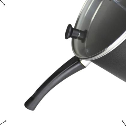 Imagem de Pipoqueira Panela Antiaderente com tampa de vidro Grande e Super Resistente na Cor Vermelha e Preta