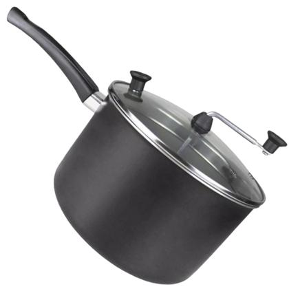 Imagem de Pipoqueira Panela Antiaderente com tampa de vidro Grande e Super Resistente na Cor Vermelha e Preta