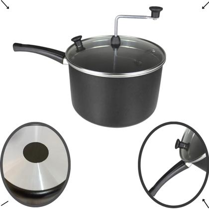 Imagem de Pipoqueira Panela Antiaderente com tampa de vidro Grande e Super Resistente na Cor Vermelha e Preta