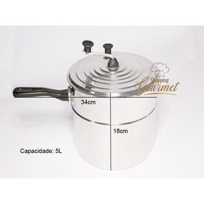 Imagem de Pipoqueira Panela De Alumínio Polido 5 Litros Luxo Nº 22 Pipoca Salgada E Doce
