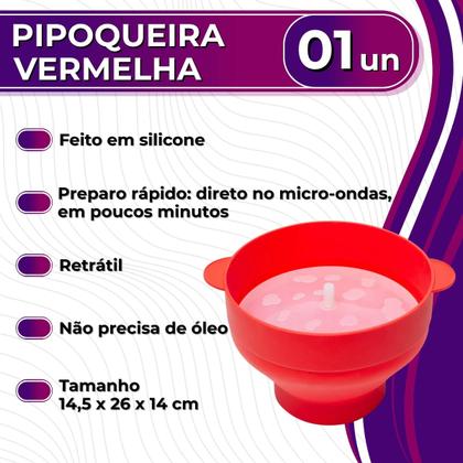 Imagem de Pipoqueira Para Micro-ondas de Silicone Retrátil Com Tampa Balde de Pipoca Fácil Uny Home
