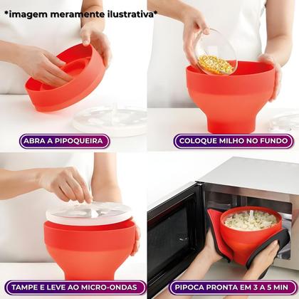 Imagem de Pipoqueira Para Micro-ondas de Silicone Retrátil Com Tampa Balde de Pipoca Fácil Uny Home