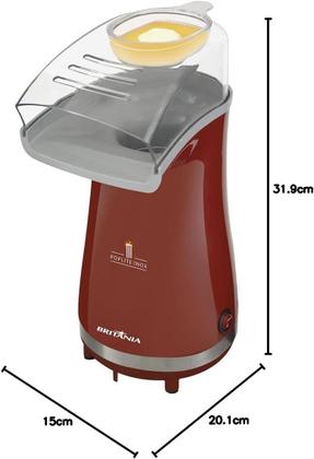 Imagem de Pipoqueira, Poplite inox Bpi01vi, Vermelho, 127V, Britânia