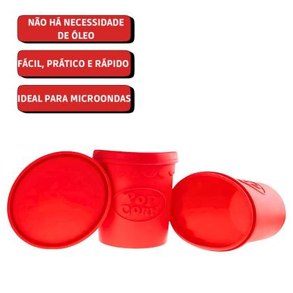 Imagem de Pipoqueira Silicone Balde Pipoca Pote Para Micro-ondas
