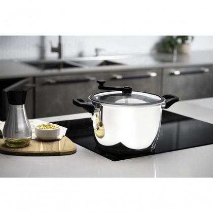 Imagem de Pipoqueira Tramontina Allegra Aço Inox E Tampa De Vidro Com Borda De Silicone 22 Cm 5,6 L