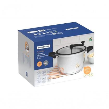 Imagem de Pipoqueira Tramontina Allegra Aço Inox E Tampa De Vidro Com Borda De Silicone 22 Cm 5,6 L