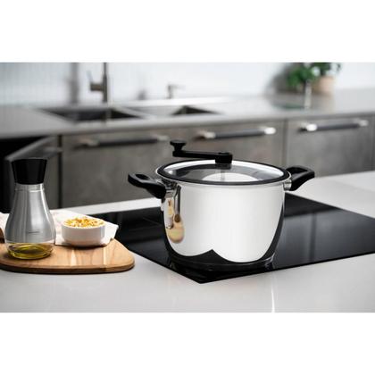 Imagem de Pipoqueira Tramontina Allegra em Aço Inox e Tampa de Vidro com Borda de Silicone 22 cm 5,6 L