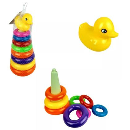 Imagem de Pirâmide Argolas Empilhar Patinho Infantil Banho 7 Andares