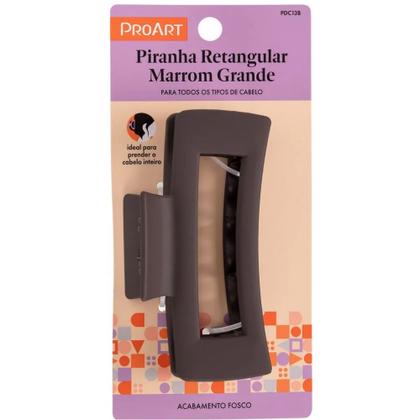 Imagem de Piranha De Cabelo Retangular Marrom Fosco Grande Proart