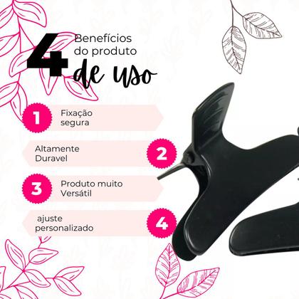 Imagem de Piranha Para Cabelo Plástica Preta 2P 2M 2G Santa Clara 6 Un