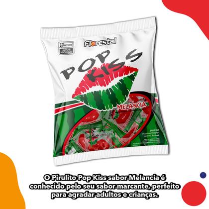 Imagem de Pirulito Pop Kiss sabor Melancia Pacote 500g 50 un Florestal Formato de Boca