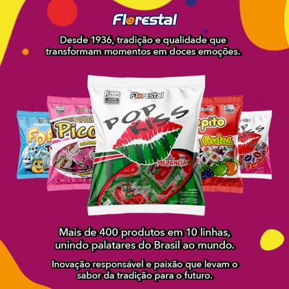 Imagem de Pirulito Pop Kiss sabor Melancia Pacote 500g 50 un Florestal Formato de Boca