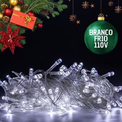 Imagem de Pisca Pisca 100 Led Branco Fria Decoração Festa Natal 110V