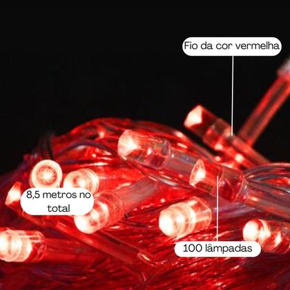 Imagem de Pisca Pisca 220v Natal Led 100 Lâmpadas 8 funções 9 Metros Varias cores